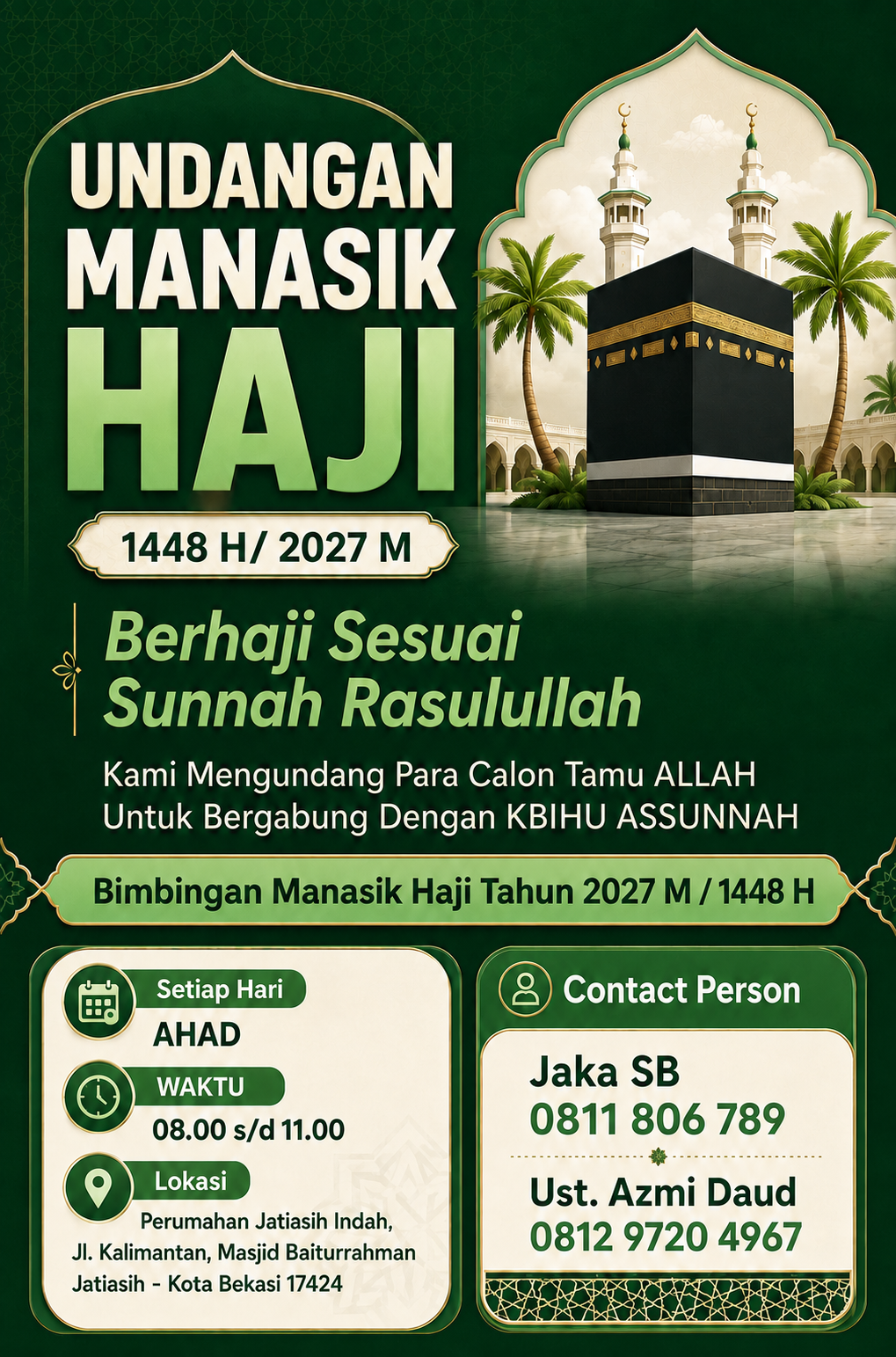Poster Program Bimbingan Manasik Haji 2027 M / 1448 H KBIHU Assunnah